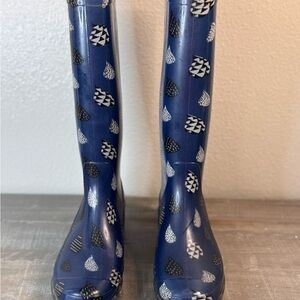 Toms Blue Slip-On Sneakers with White & Black Raindrop Print